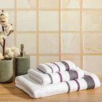 Σετ Πετσέτες Μπάνιου 3τμχ. Homelovers Organic 30X30+50X80+70X130 White Purple